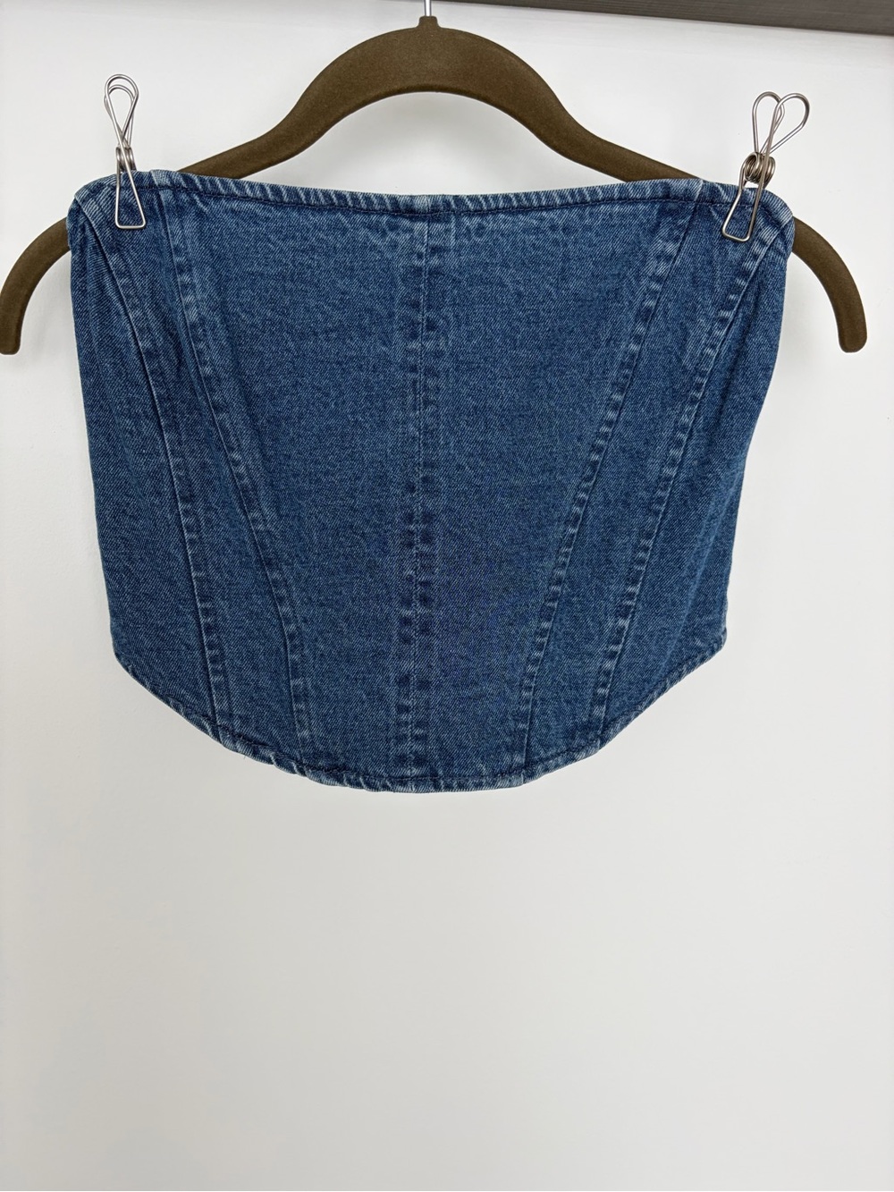 AFRM Light Blue Denim Bustier Top